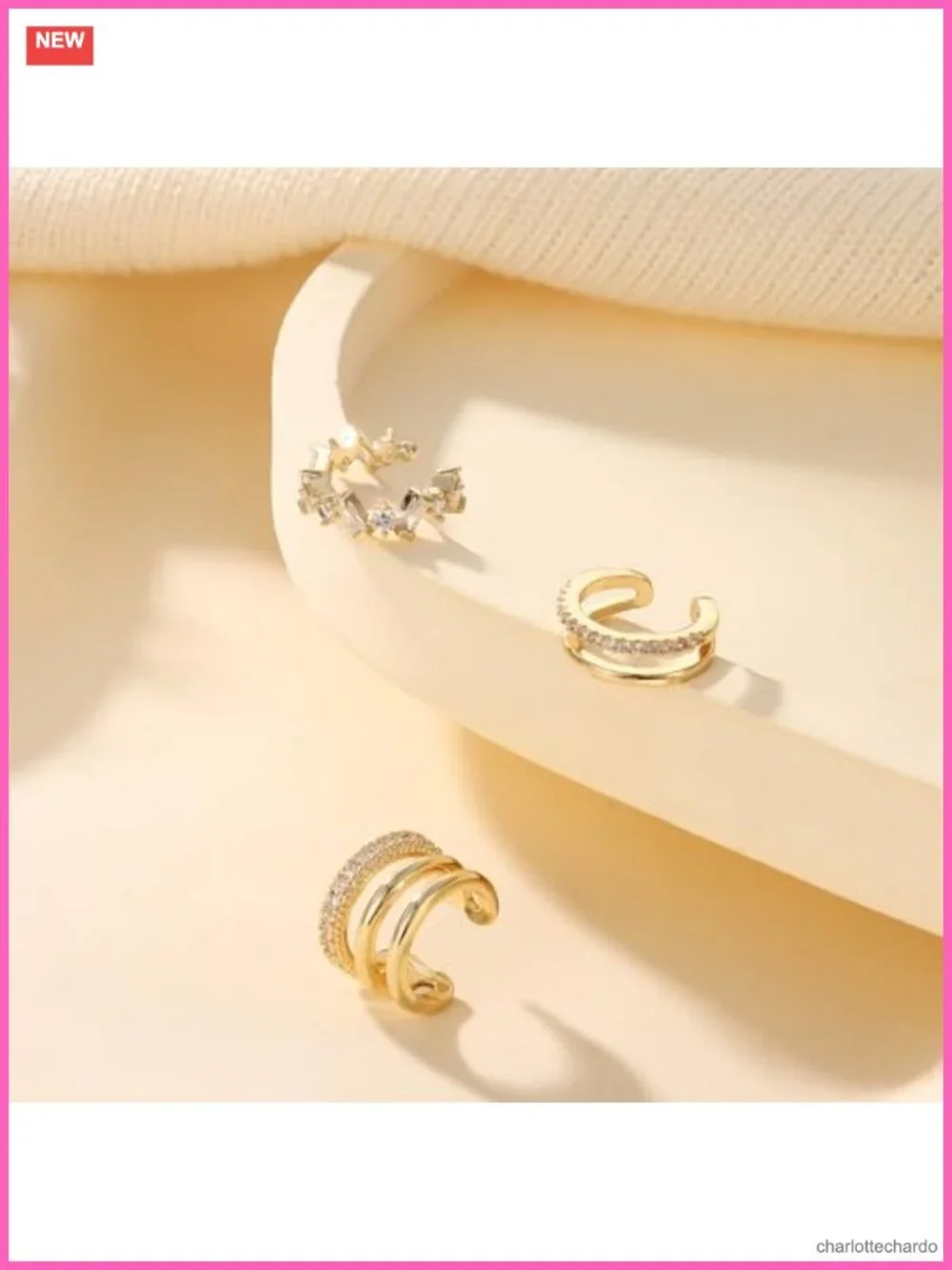 Non-Piercing Ear Cuffs for Women Clip-On Cartilage Earrings Set 14K Gold Plated